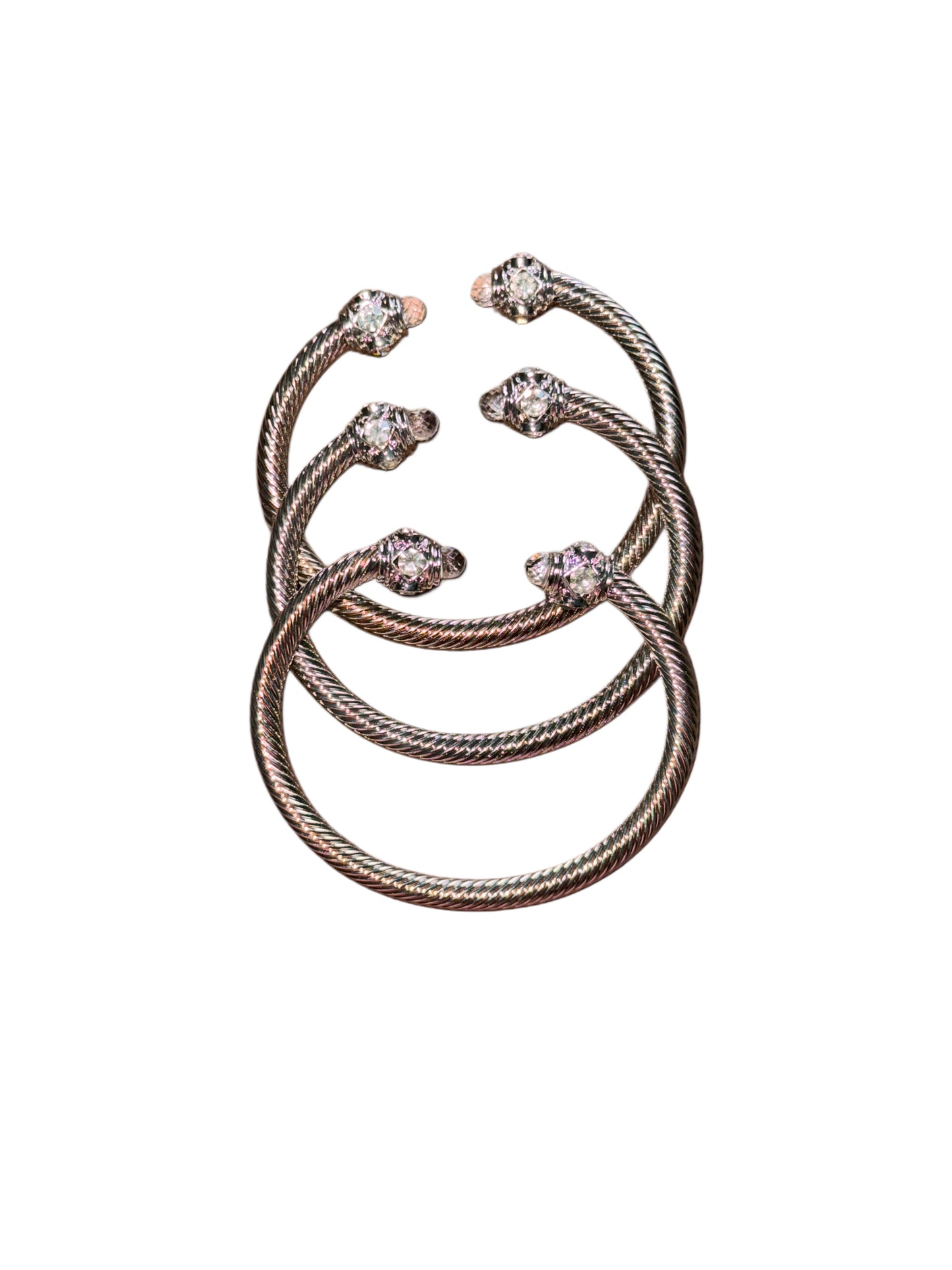Gem Cable Bangle Silver